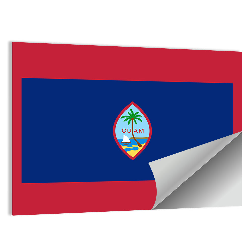 Guam Flag Emblem with Palm and Boat Wall Art