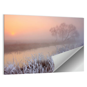 Misty Morning On River Wall Art