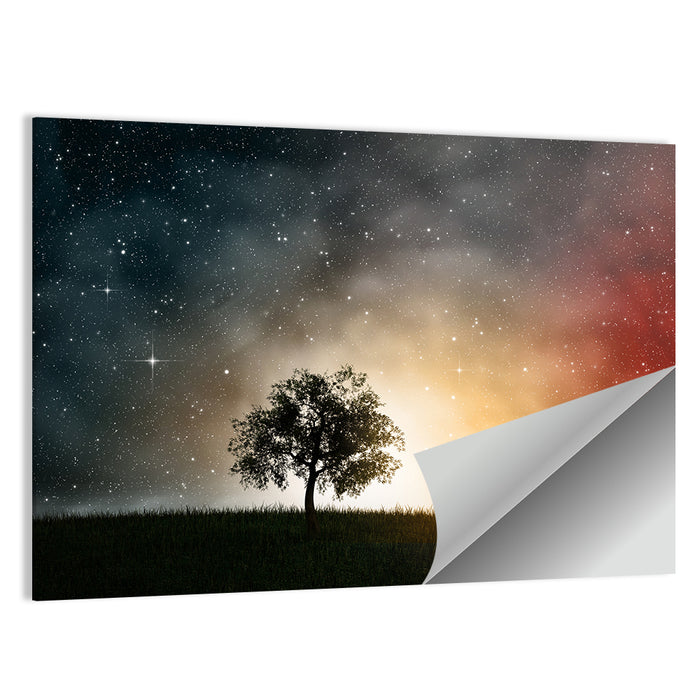Tree Under Starry Sky Wall Art as a poster print
