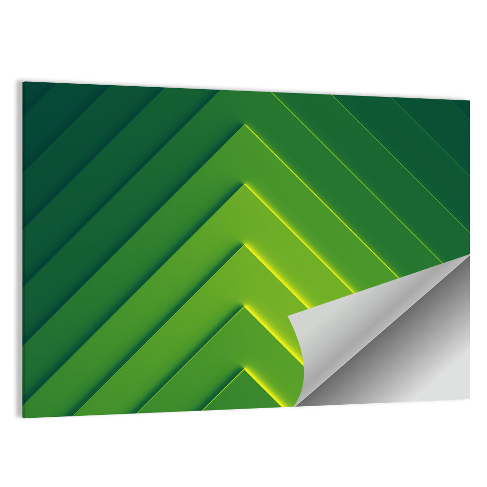 Green Chevron Geometric Abstract Wall Art