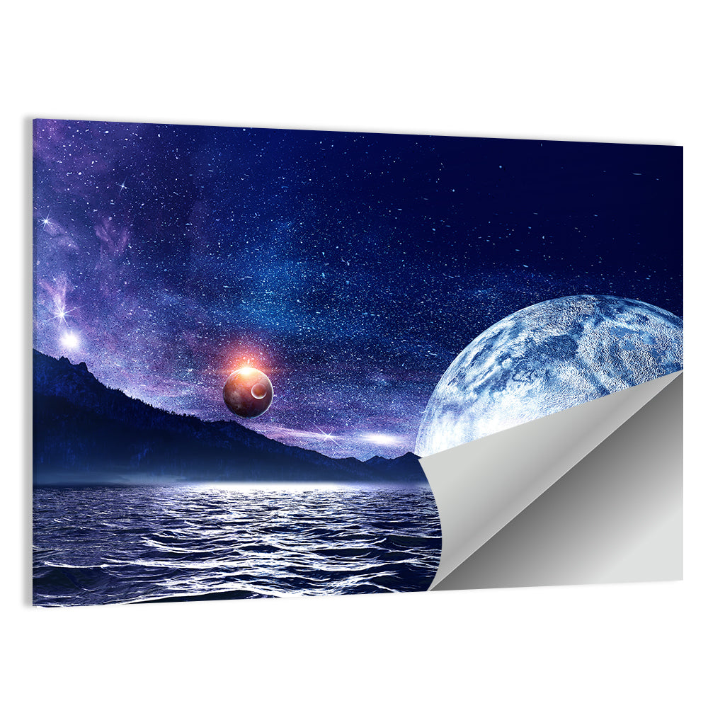 Hidden Moon Over Alien Sea Wall Art