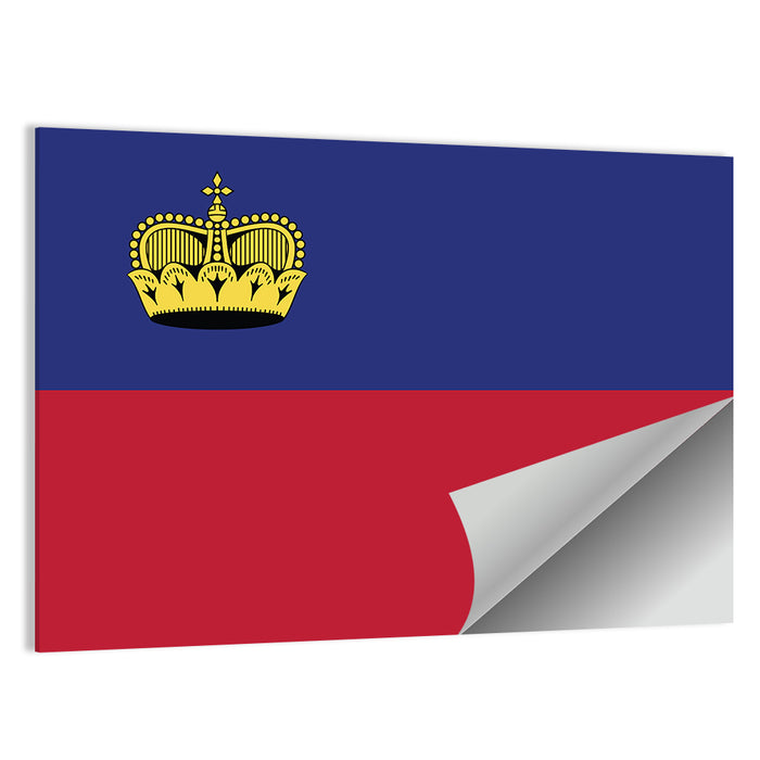 Liechtenstein Flag with Gold Crown Wall Art as a poster print