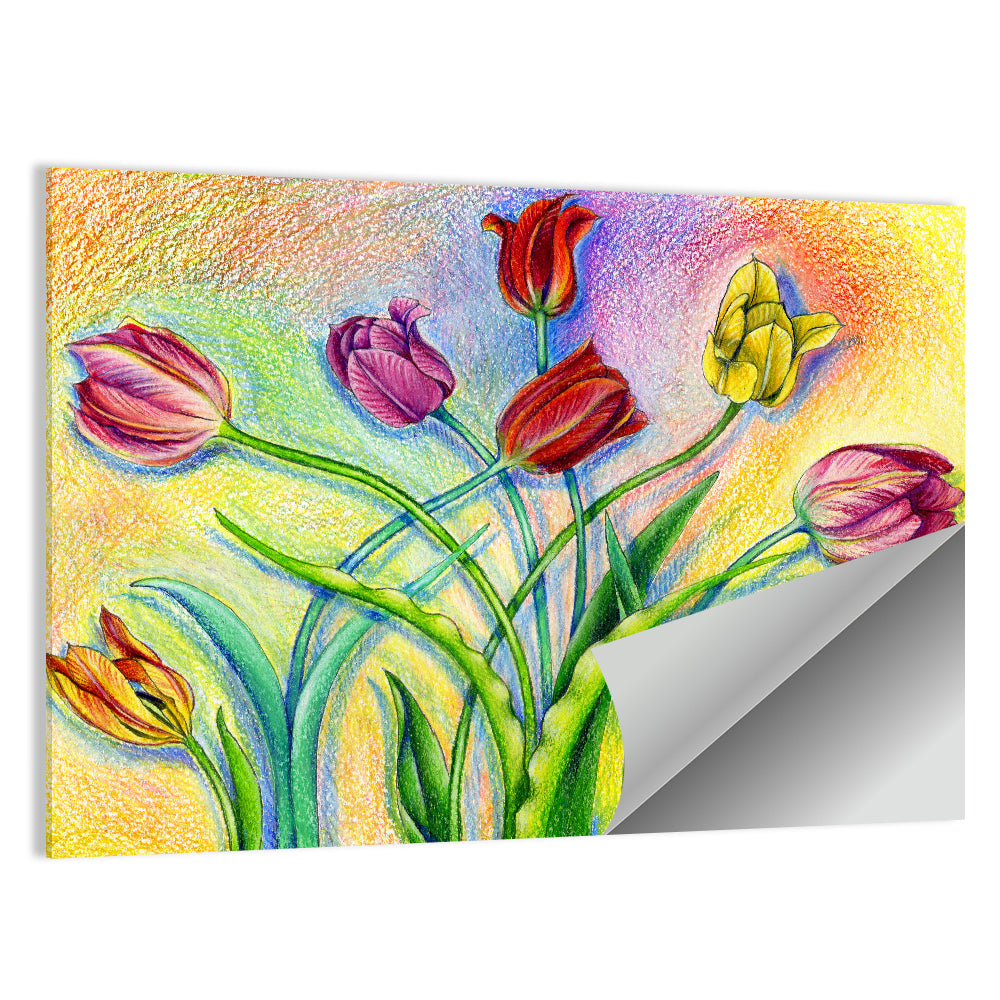 Colored Pencil Tulips Wall Art