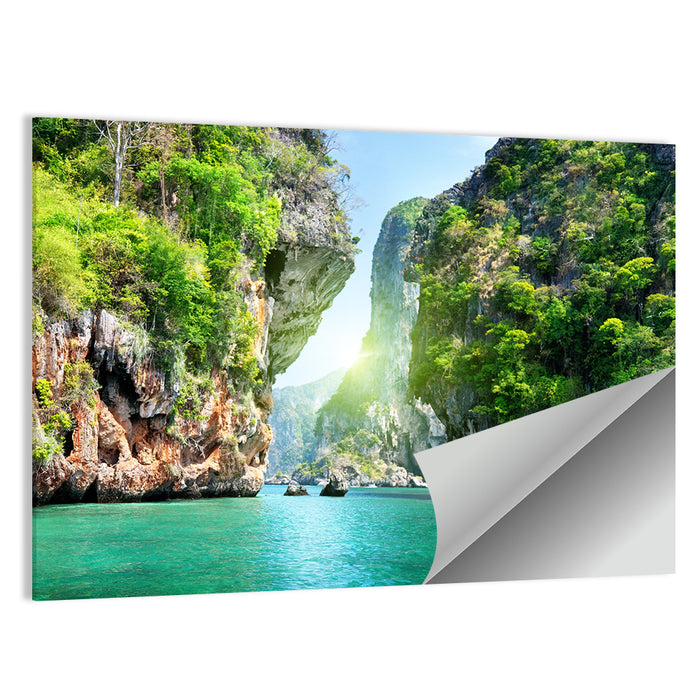 Krabi Cliffs and Teal Sea Wall Art as a poster print