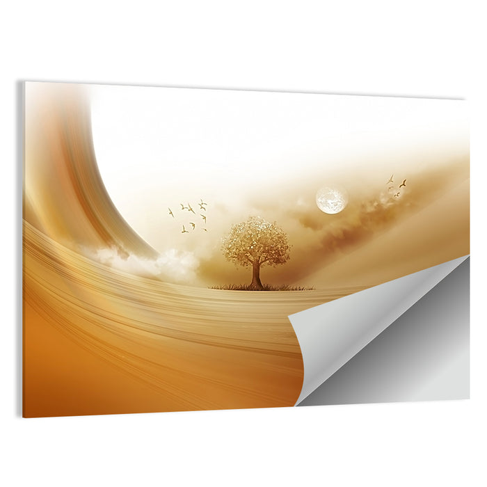 Moonlit Desert Tree Wall Art as a poster print