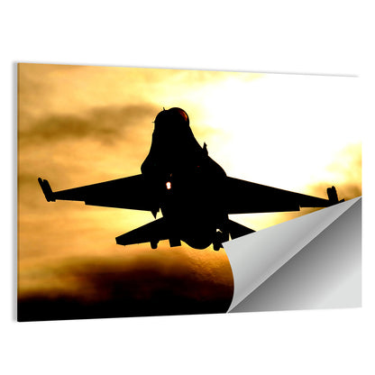 F-16 Landing at Golden Sunset Wall Art