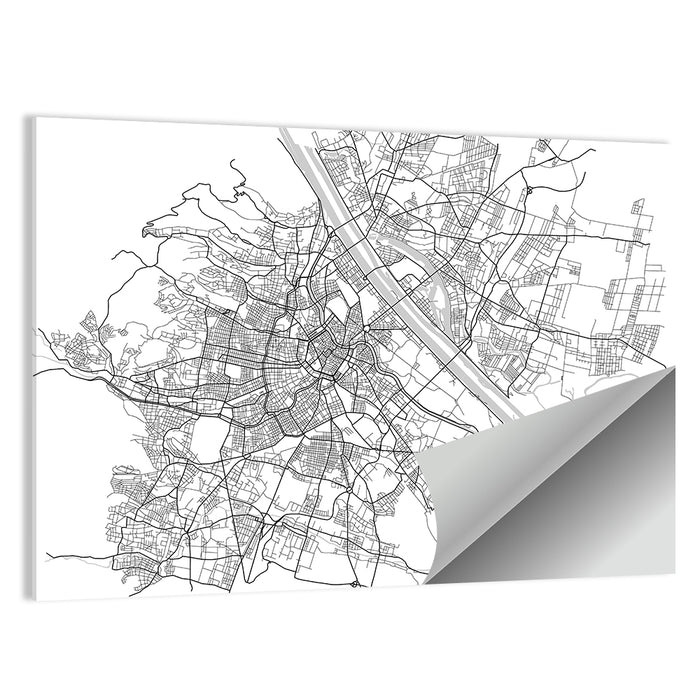 Vienna City Map Wall Art as a poster print