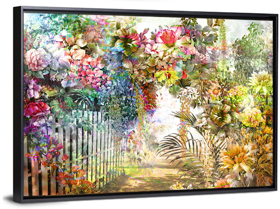Spring Garden with White Picket Fence Wall Art