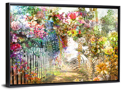 Spring Garden with White Picket Fence Wall Art