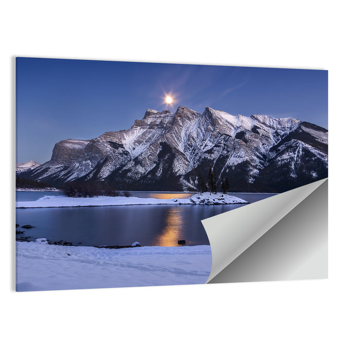 Moonlit Lake Minnewanka Wall Art as a poster print
