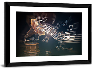 Gramophone & Musical Notes Wall Art