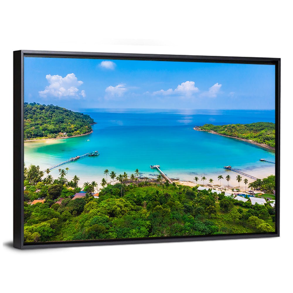 Tropical Bay with Wooden Piers Wall Art