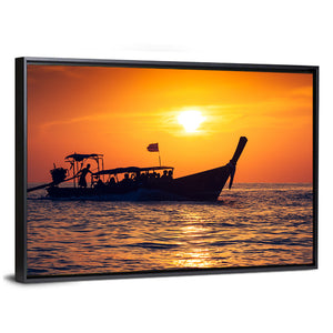 Fishing Boat Sunset Wall Art