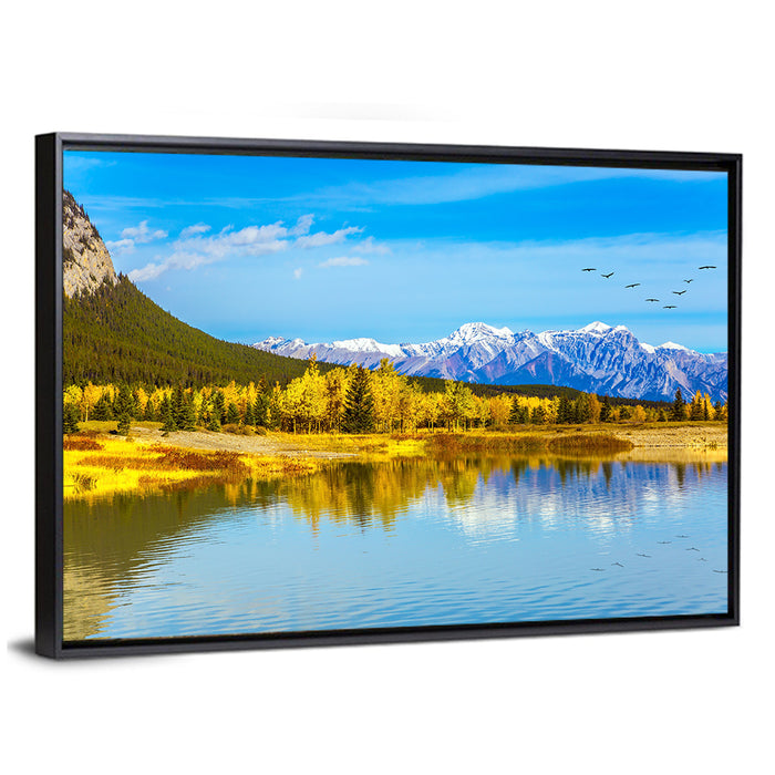 Abraham Lake Reflections Wall Art as a framed canvas