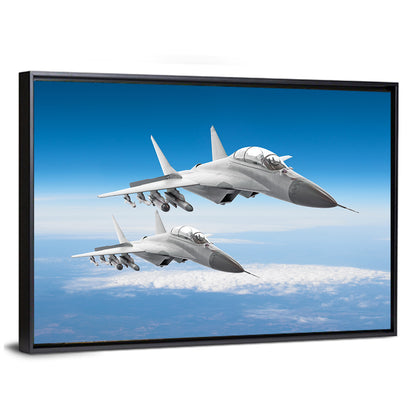 Two Fighter Jets in Formation Wall Art
