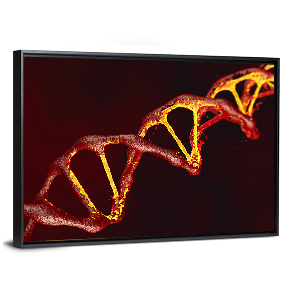 Red Dna Double Helix Wall Art