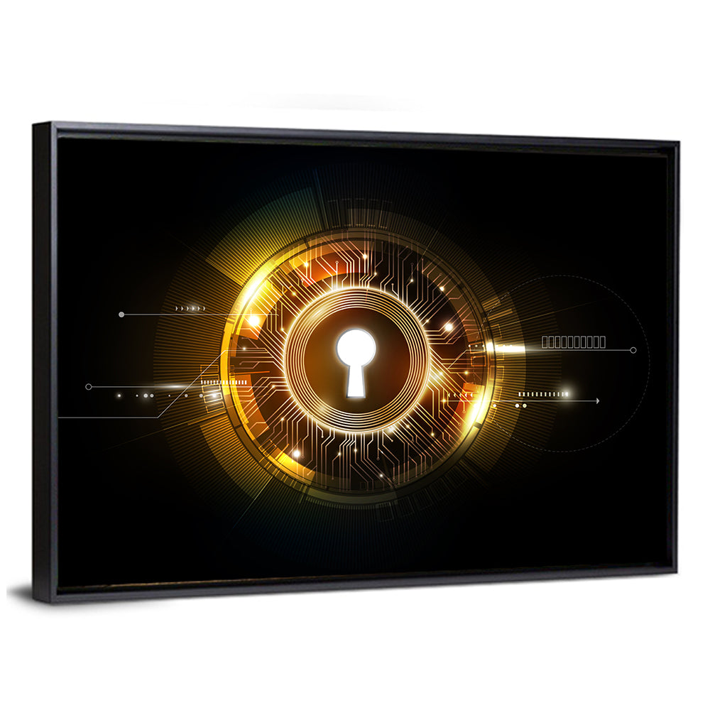Glowing Keyhole Tech Abstract Wall Art