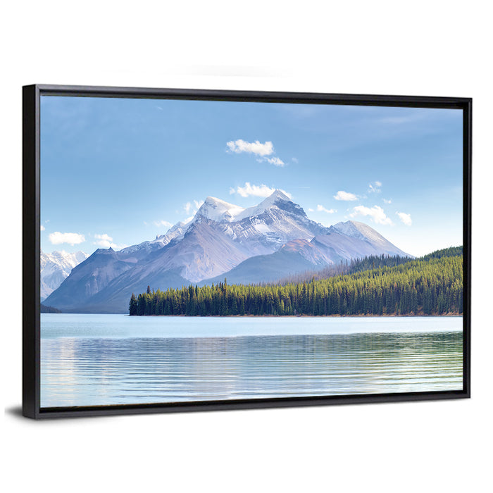 Spirit Island Maligne Lake Wall Art as a framed canvas