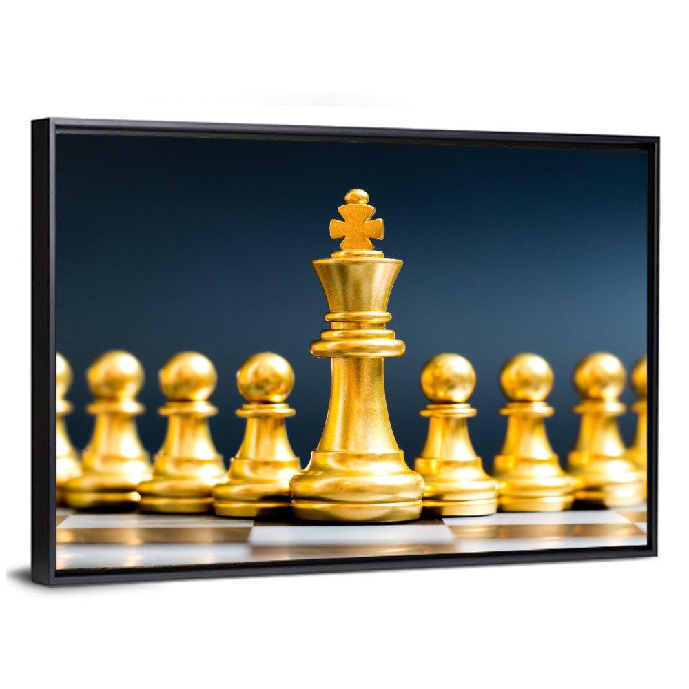 Golden King with Pawns Wall Art