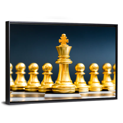 Golden King with Pawns Wall Art