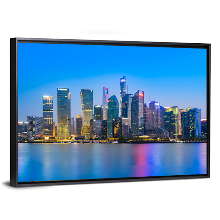 Shanghai Financial District Wall Art as a framed canvas