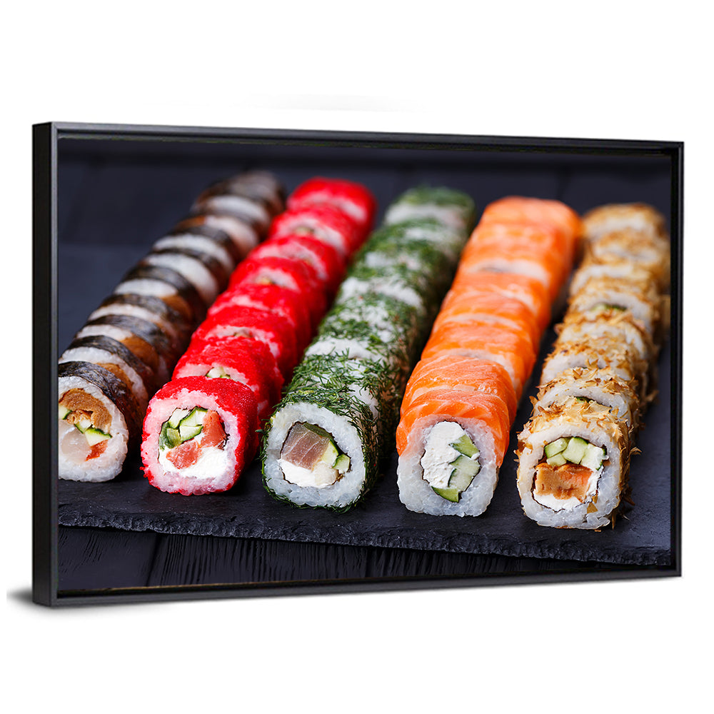 Sushi Rolls on Slate Wall Art