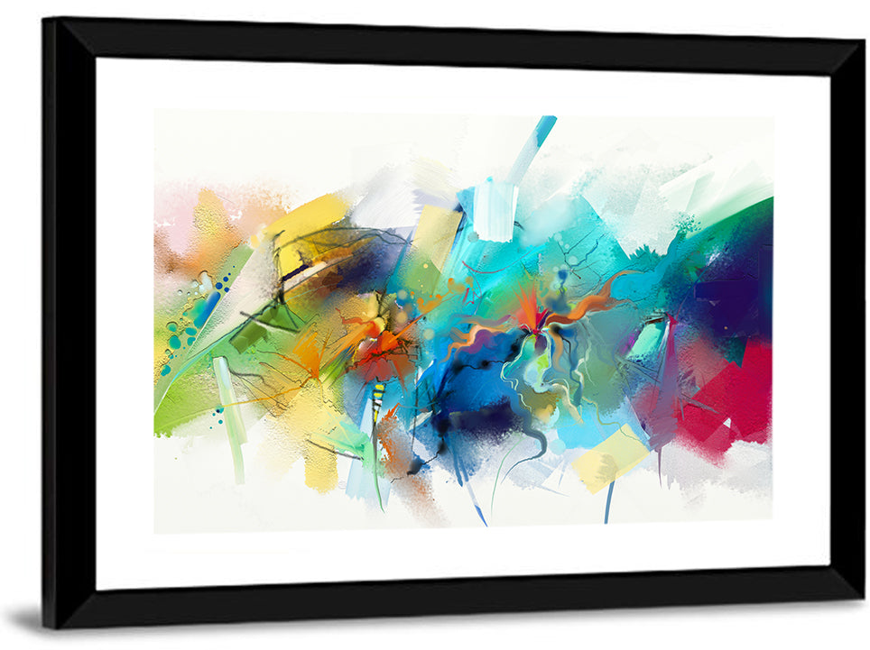 Teal Blue Color Burst Abstract Wall Art