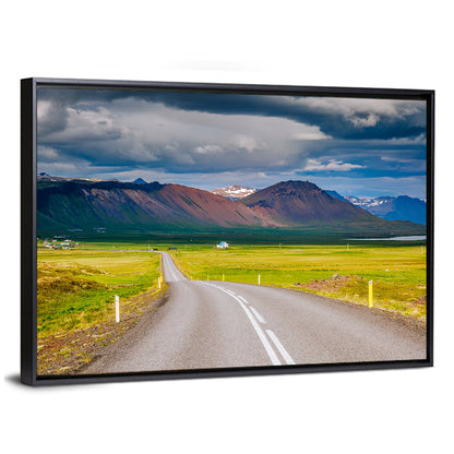Icelandic Winding Road Toward Mountains Wall Art