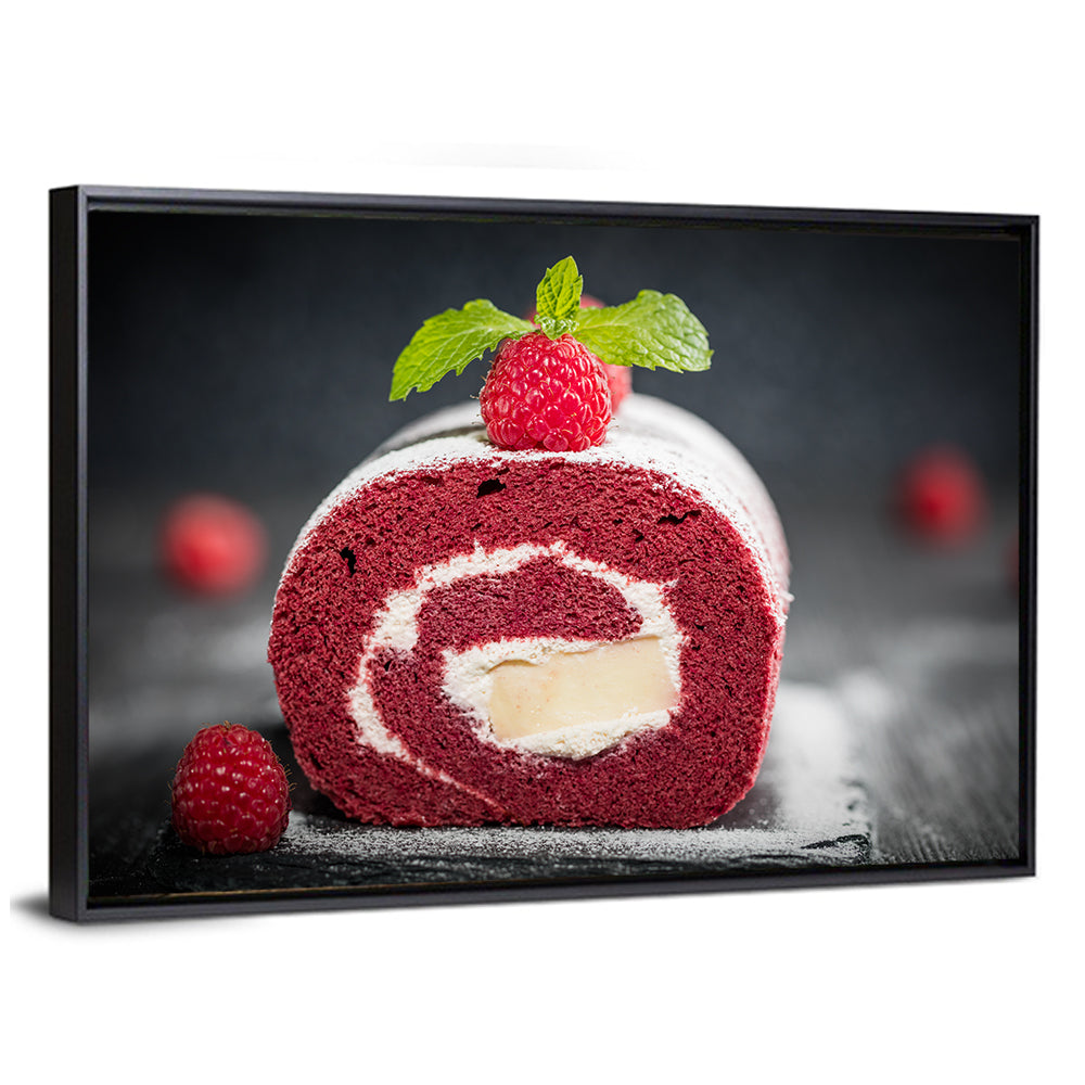Raspberry Swiss Roll Cake Wall Art
