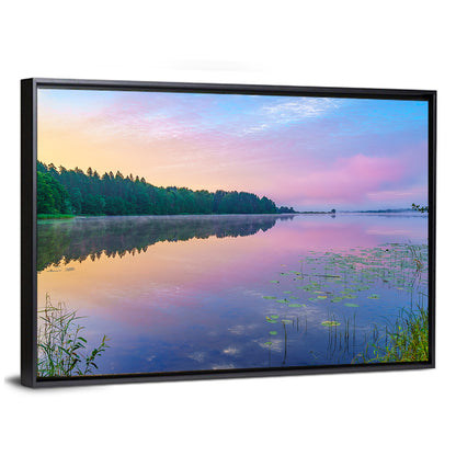 Sunrise Over Forest Lake Wall Art