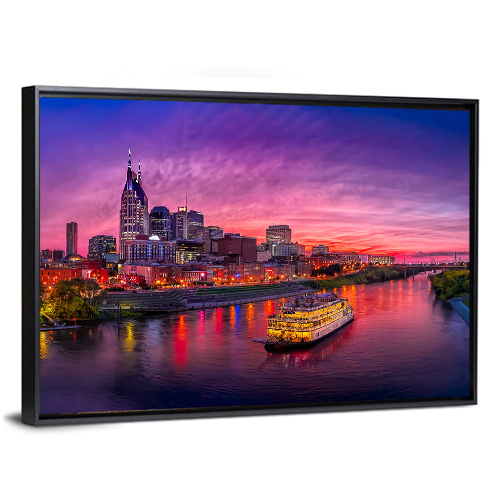 Nashville Riverfront Skyline at Dusk Wall Art