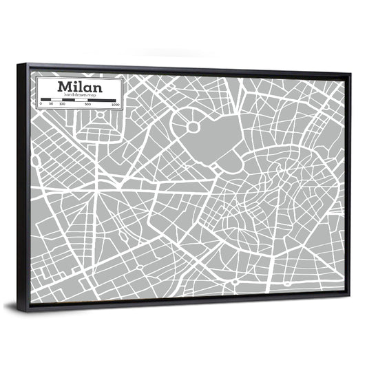 Milan City Map Wall Art