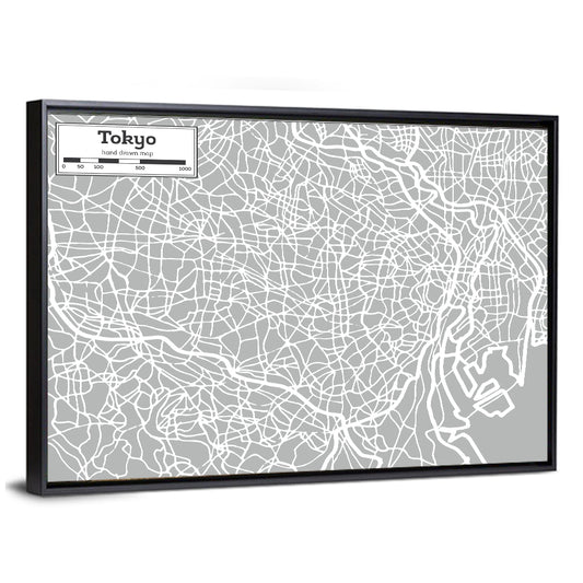 Tokyo Street Grid Map Wall Art