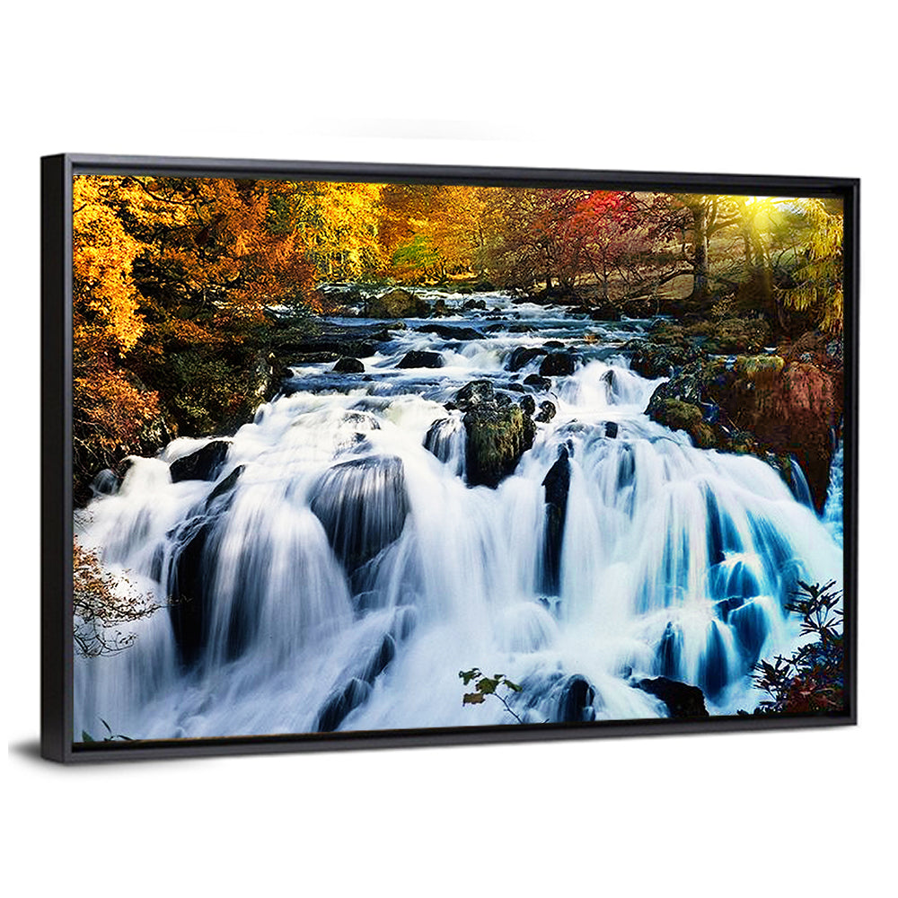 Autumn Forest Waterfall Wall Art