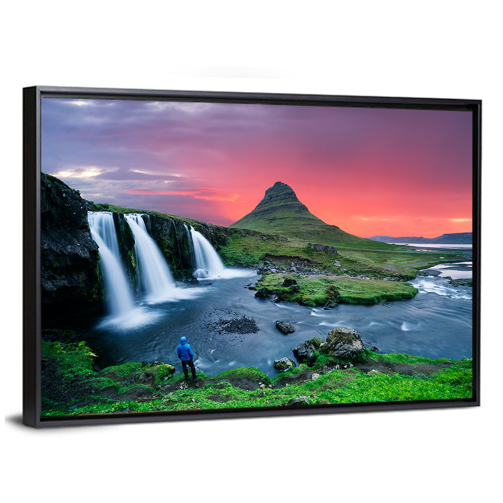 Kirkjufell Sunset with Kirkjufellsfoss Wall Art