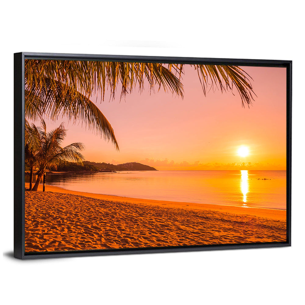 Golden Palm Sunset Wall Art