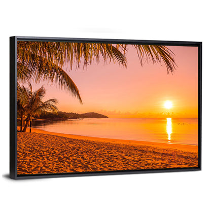 Golden Palm Sunset Wall Art