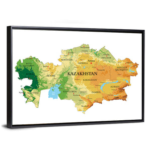 Kazakhstan Relief Map Wall Art