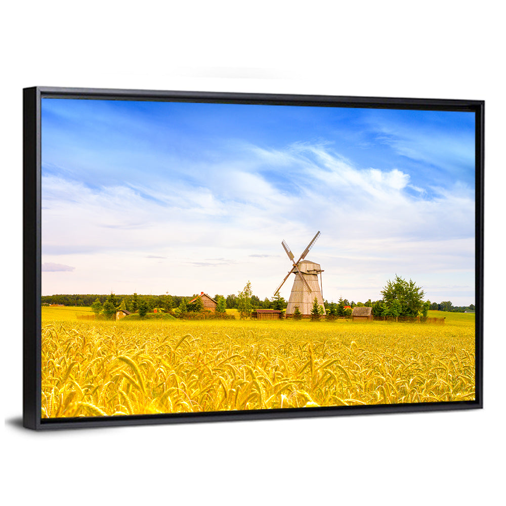 Dudutki Windmill in Golden Fields Wall Art