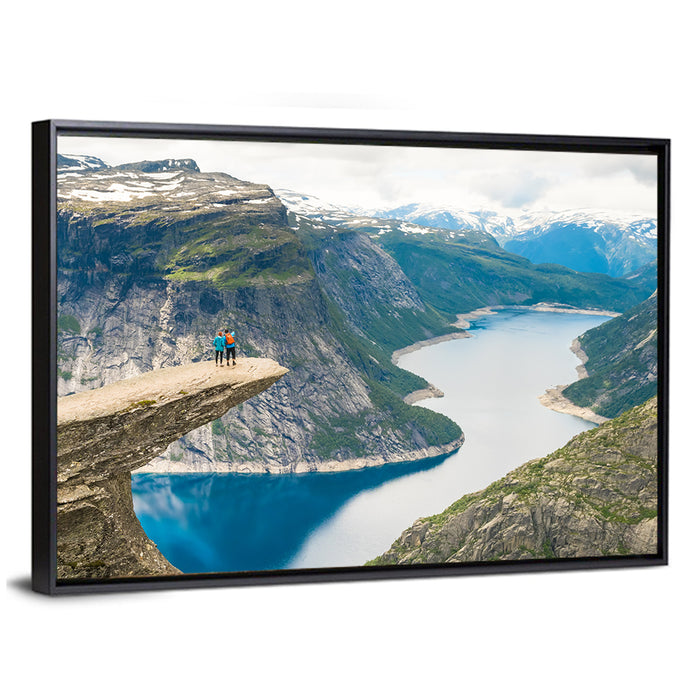 Trolltunga Rock Ledge, Odda Norway Wall Art as a framed canvas