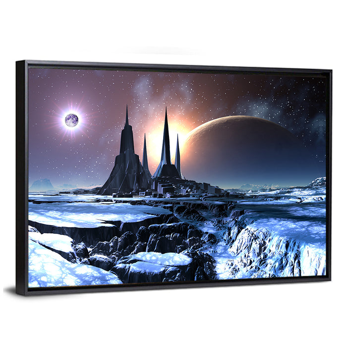 Lost Alien City in Snow Wall Art as a framed canvas