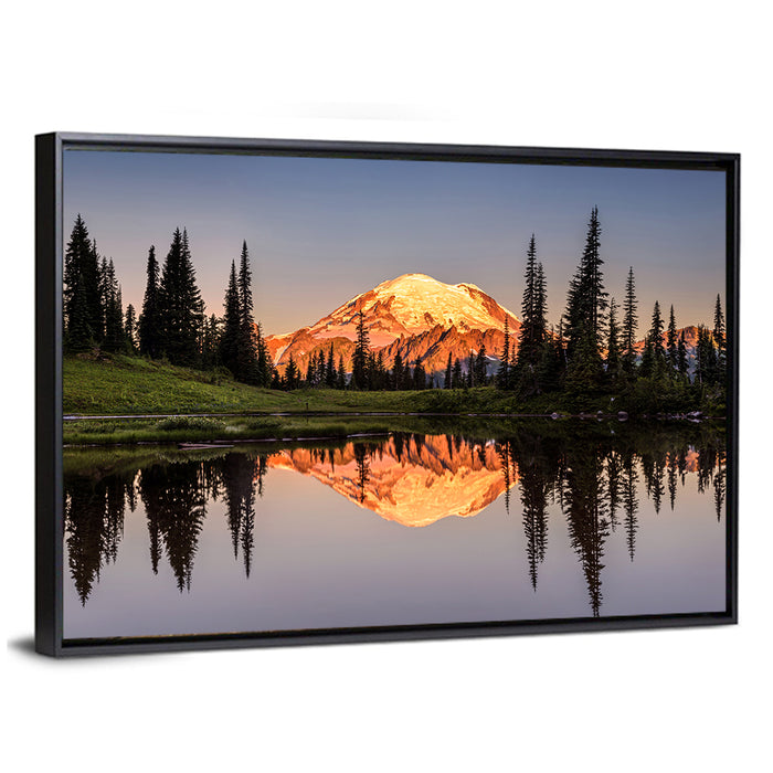Mount Rainier at Tipsoo Lake Wall Art as a framed canvas