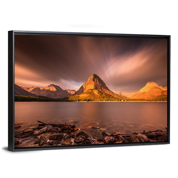 Mount Grinnell Golden Sunrise Wall Art as a framed canvas