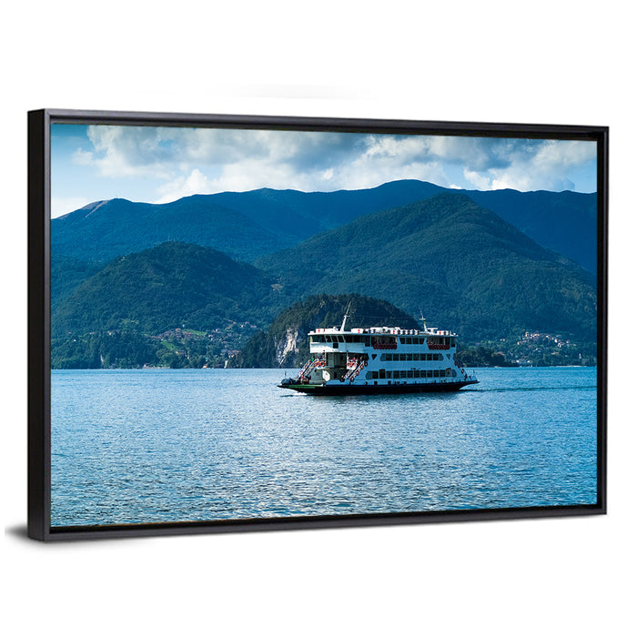 Blue Ferry on Lake Como Wall Art as a framed canvas