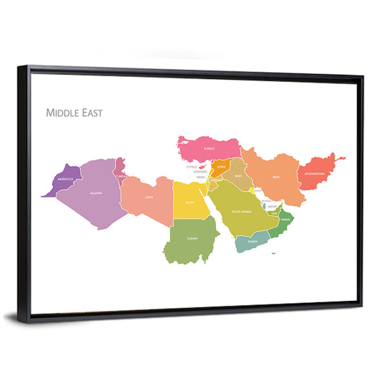 Colorful Middle East Map Wall Art