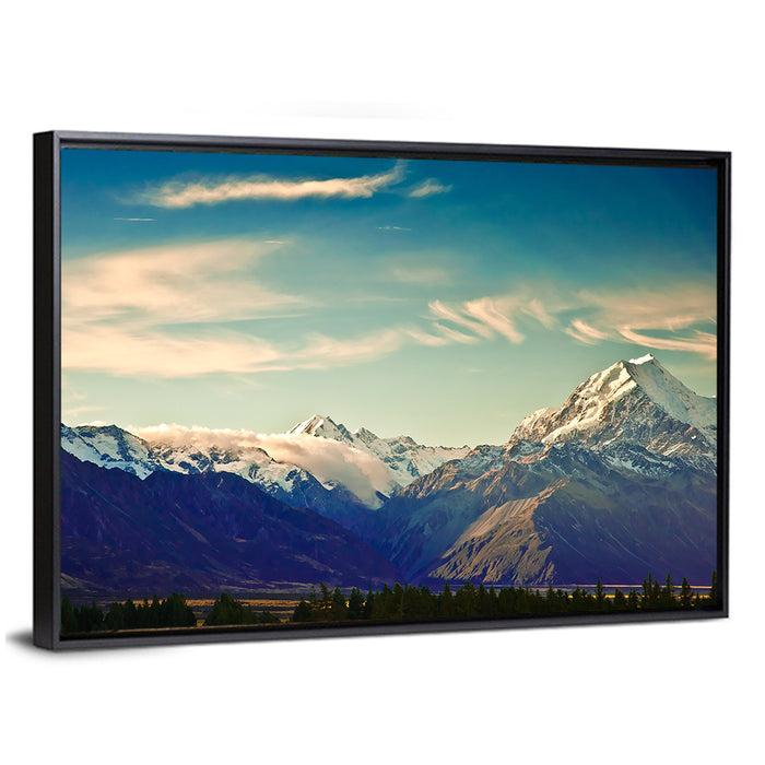 Aoraki Mount Cook Golden Hour Wall Art as a framed canvas
