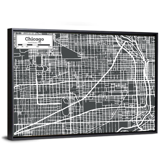 Chicago Illinois Map Wall Art