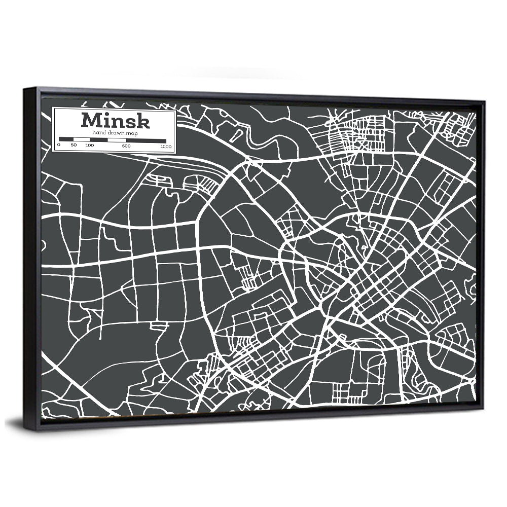 Minsk Hand Drawn Map Wall Art