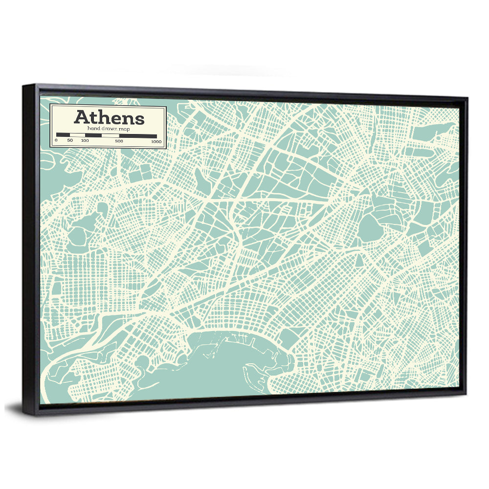 Athens Coastal Map Wall Art