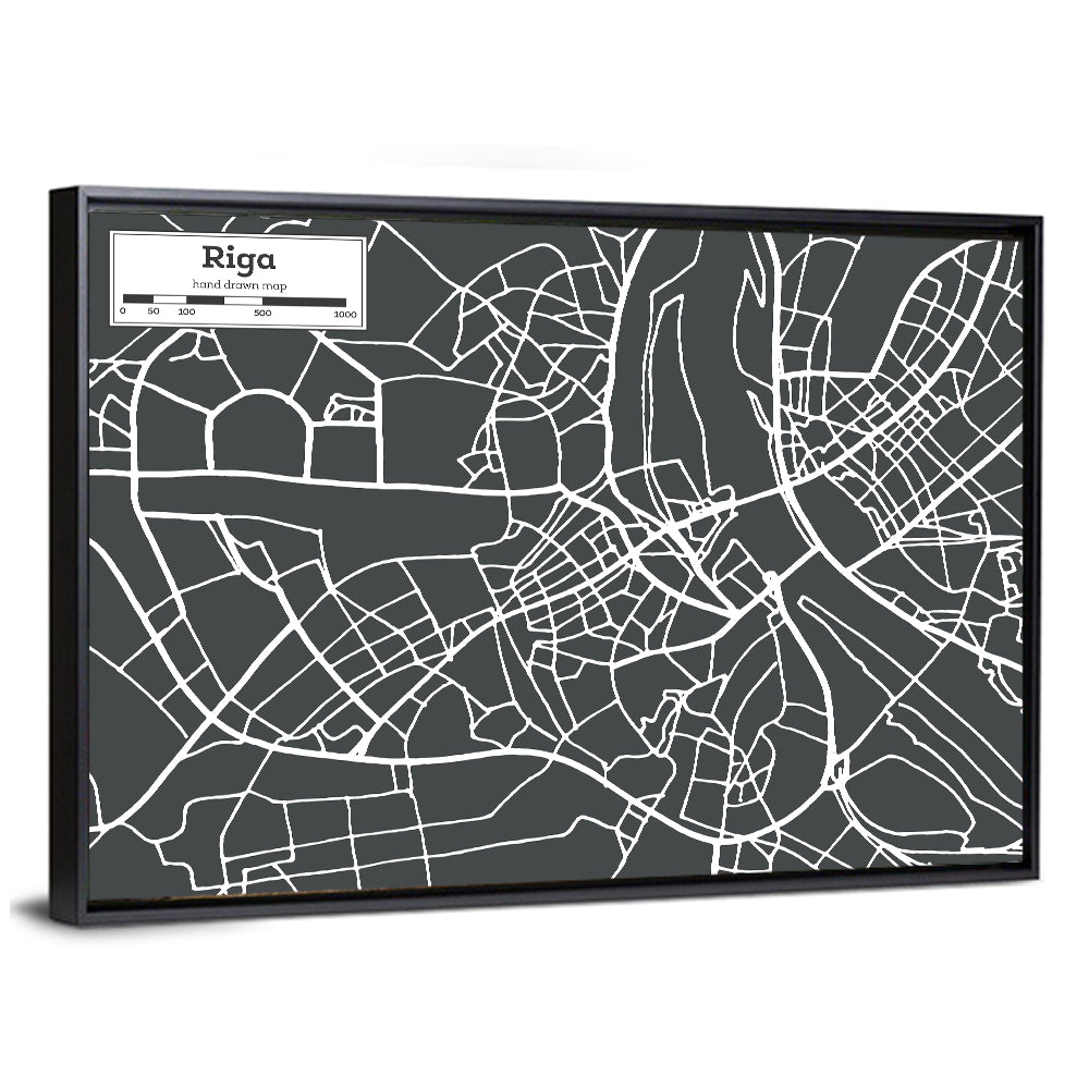 Riga Aerial Map Wall Art